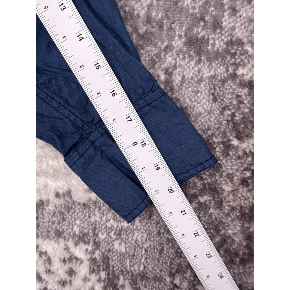 Free People Top XS Womens Blue Cotton Twill Oversize Tunic Button Shirt